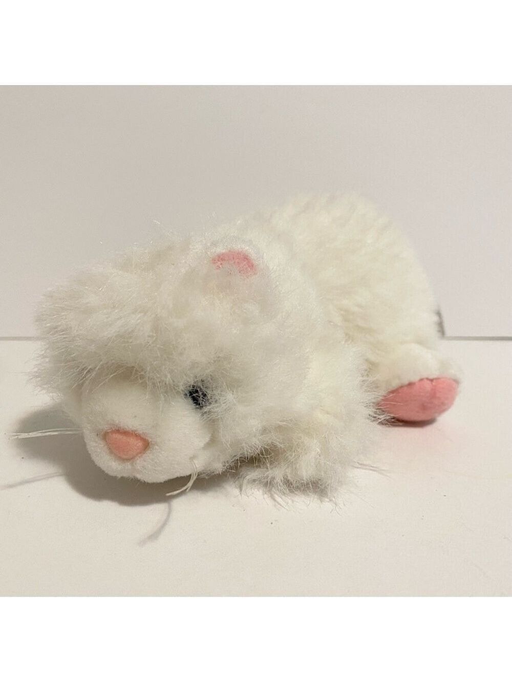 Ganz Heritage Collection White Kitty Cat Plush Stuffed Animal Toy Pink 8” Laying